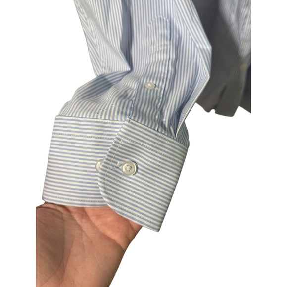 J Crew Size XXL Tall Button Down Blue White Stripe Long Sleeve Shirt - Picture 4 of 4